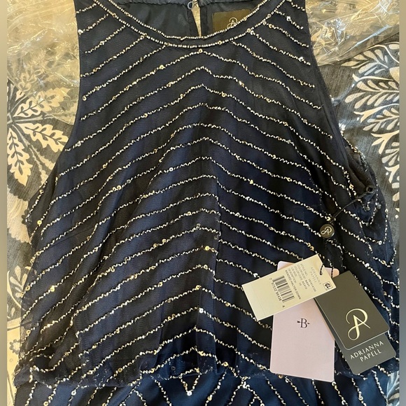 Adrianna Papell Navy Beaded Gown Size 10, BHLDN/Anthropologie, New With Tags - Picture 3 of 7